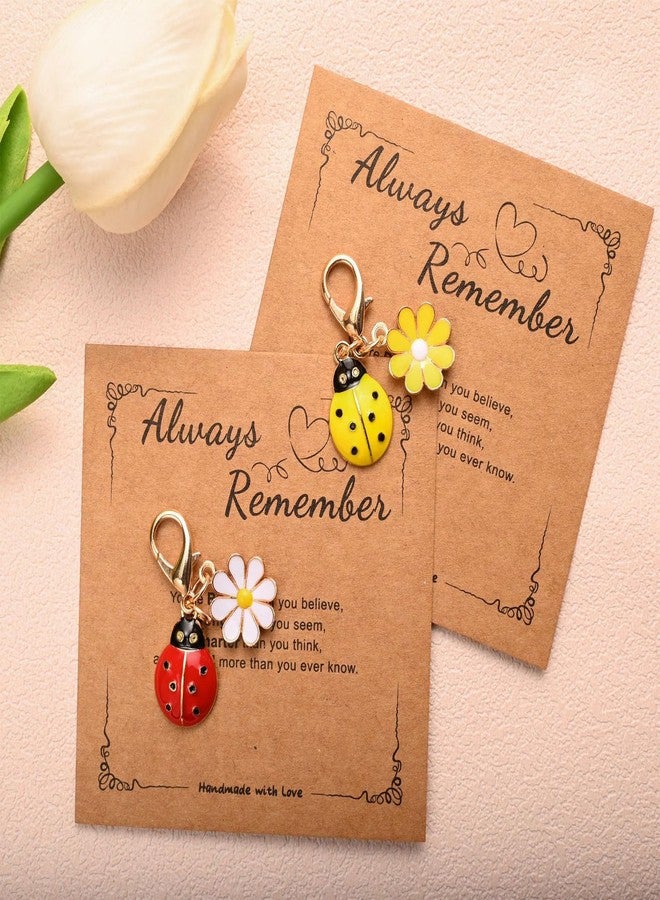 Hoheng Ladybug Keychain Bee Butterfly Keychain Flower Bag Charm Always Remember Thank You Keyrings With a Gift Card - Image 5